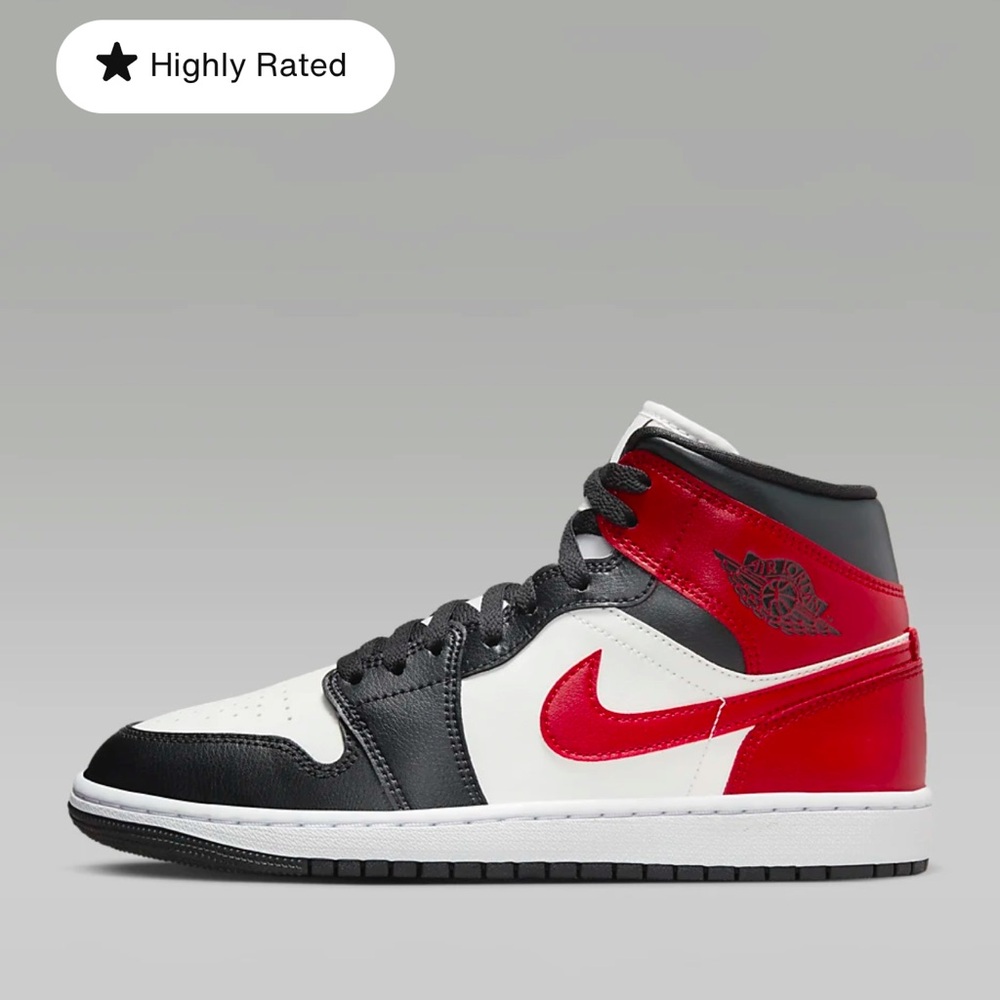 Air Jordan 1 Mid Sail/Off Noir/White/Gym Red
Size Women’s 9.5 / Men’s 8